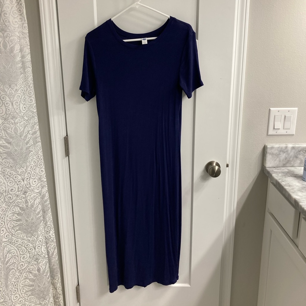 Navy Blue Ribbed Midi Dress from Old Navy